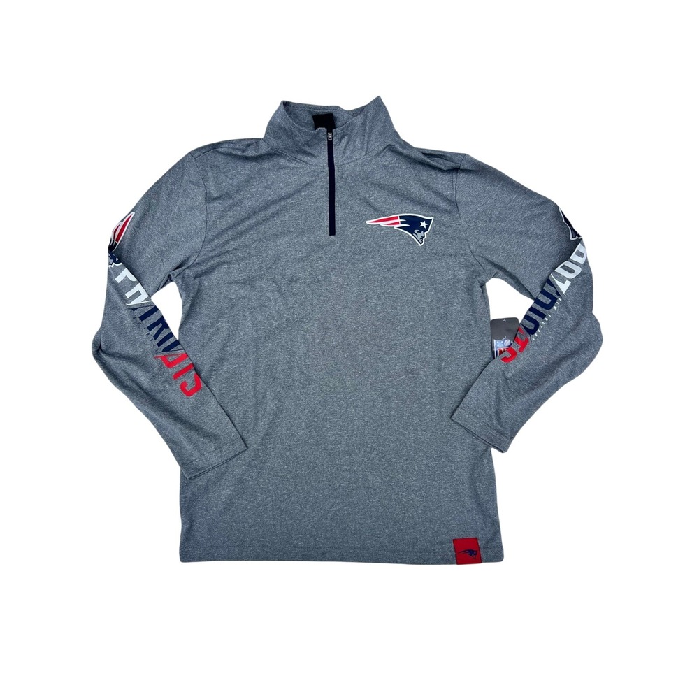 NFL New‎ England Patriots Youth Quarter Zip Pullover Gray NWT Size 14-16 Large